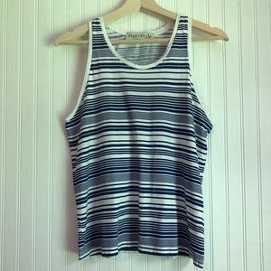 Etre Cecile Blue/White Striped Tank Top Sz S